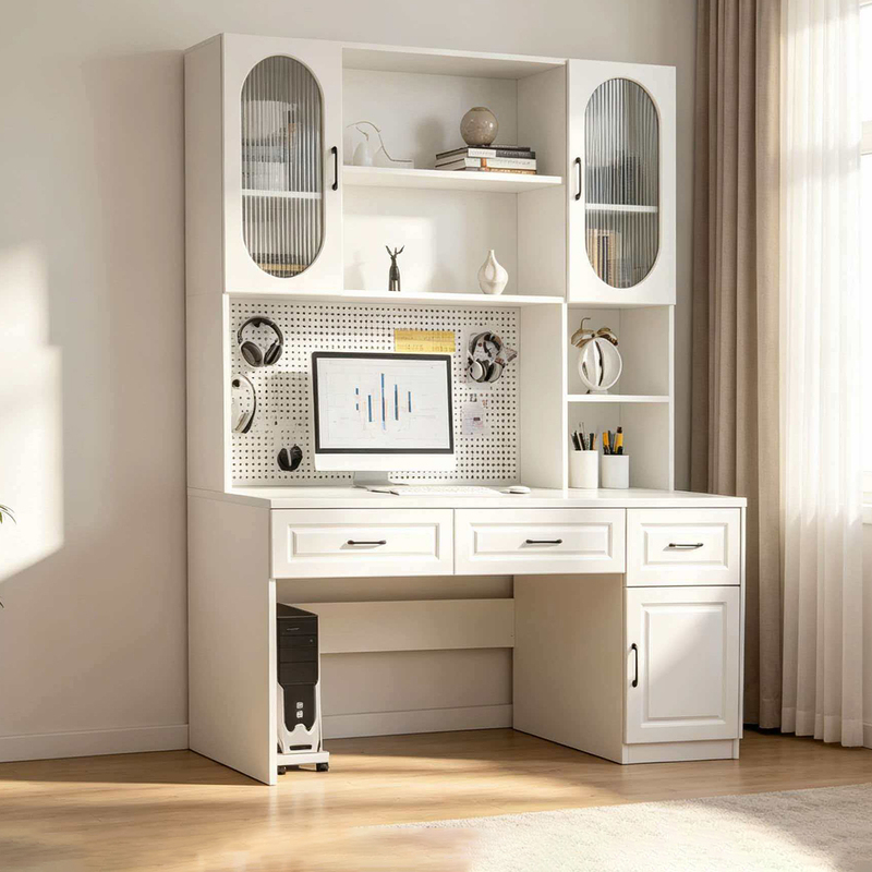 Desk and Bookshelf Combination Integrated Computer Desk Desktop Home Practical Wooden Office Writing Desk Bookcase Children's Study Desk