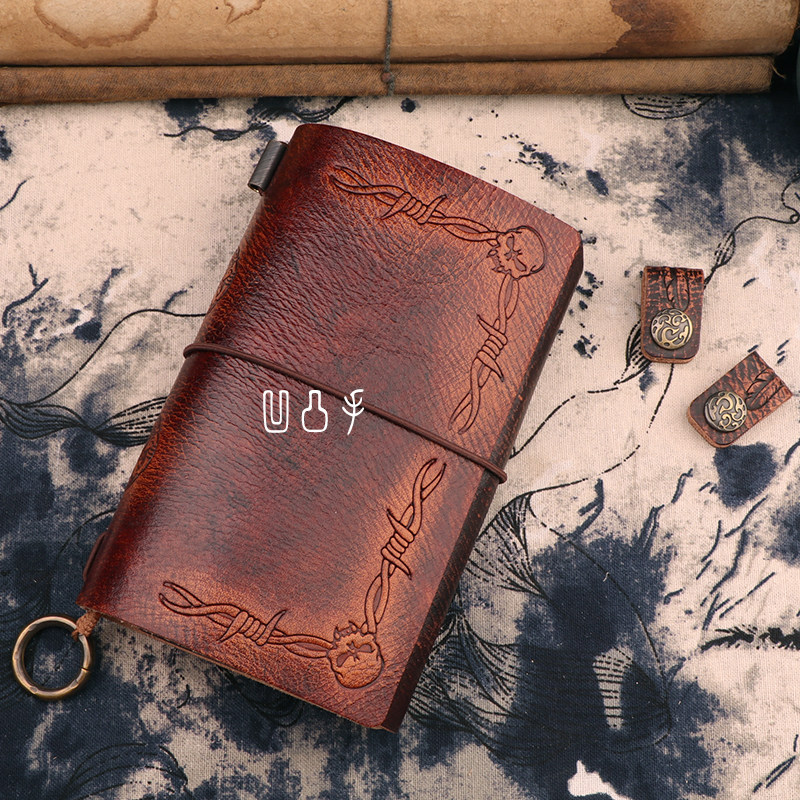 Concave and convex hand travel manual notebook carry-on TN hand account leather multi-functional retro cowhide notebook tomb robbery notes