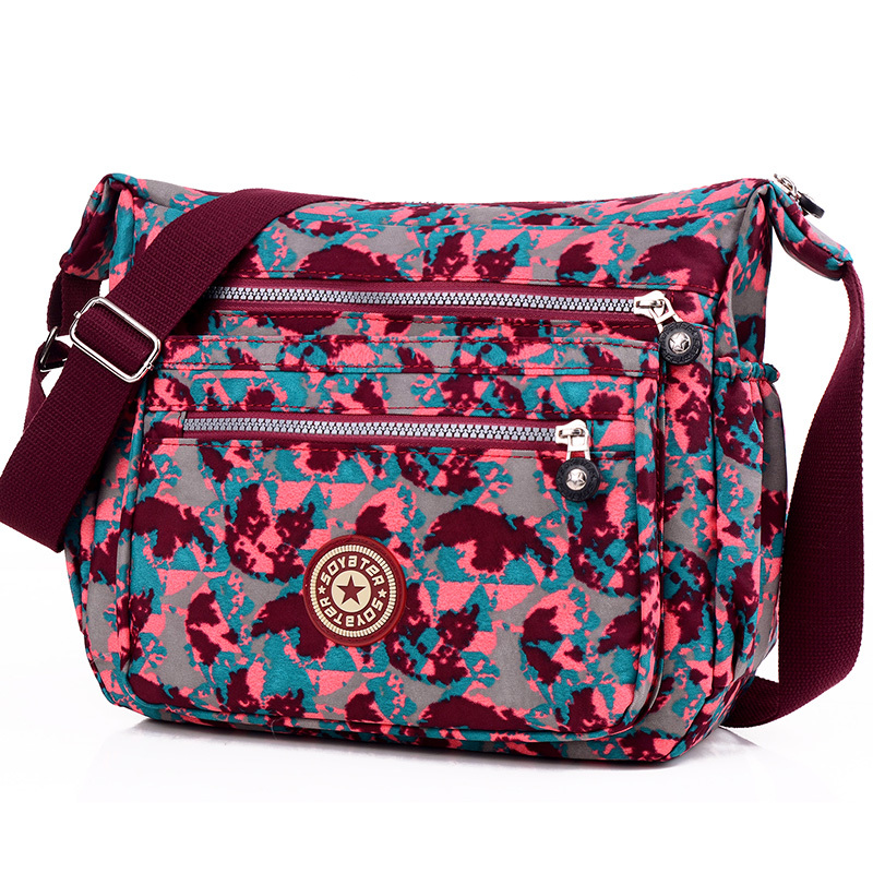 Printed Canvas Bag, Crossbody Bag, Women's Bag, Middle-Aged and Elderly Mother's Bag, Lightweight Waterproof Shoulder Bag, Casual Large-Capacity Cloth Bag