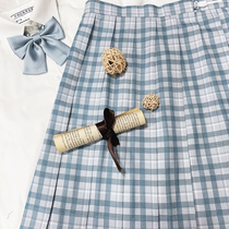 (Late night fantasy)#Blue citrus soda#mint blue grid skirt JK uniform skirt Spring and summer fresh girl pleated skirt
