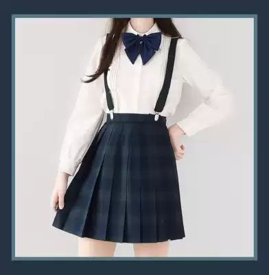 (Late Night Fantasy)# Herb# Yousheng cyanotic green grid pleated skirt school supply JK uniform skirt student school uniform