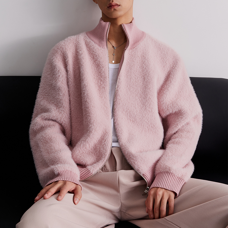 Southstudio Long-Staple Knit Jacket for Men and Women, New Spring and Autumn Skin-Friendly Cardigan with Zipper, Long-Staple Top