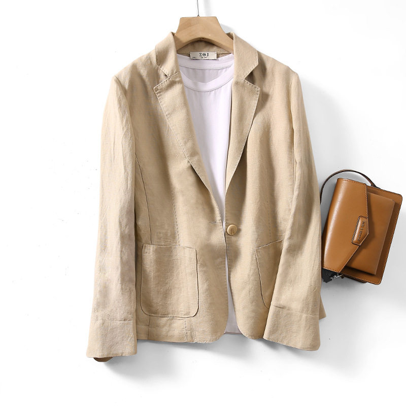 Bought it won't regret it looks very able to be smart ~ chic high quality linen small suit jacket woman 100 lap