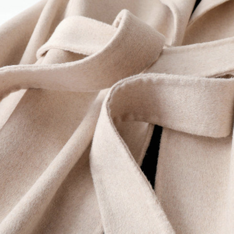 Koomijia high-end fashion temperament open collar mid-length white double-sided cashmere coat woolen coat women