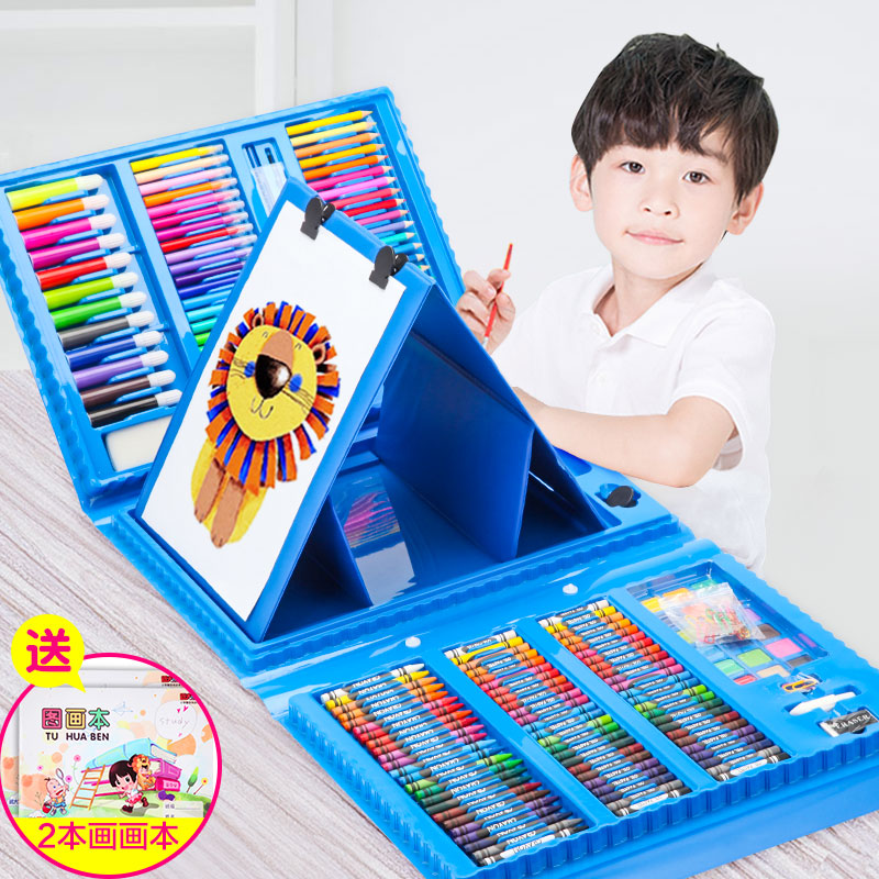 Children's Drawing Set Painting Tools Boys Art Supplies Paint Pen Watercolor Pen Elementary School Students Learn Gift Box Crayons