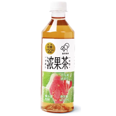 喜茶浓果茶50%真果汁0脂果汁茶饮料芭乐莓琥珀兰450ml*15瓶整箱