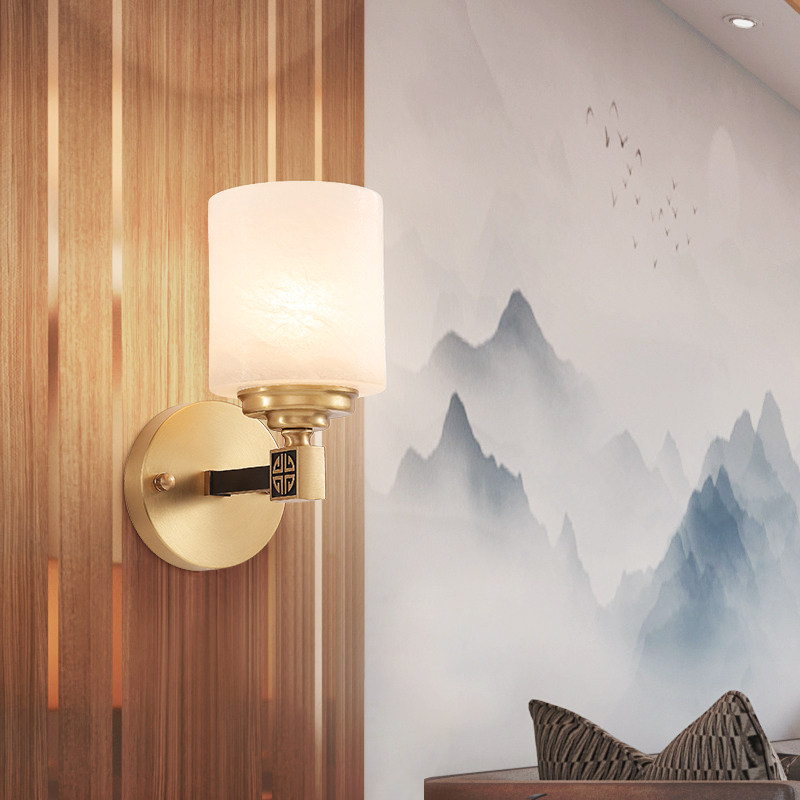 Natural cloud stone wall lamp New Chinese all copper living room TV backwall decoration lights modern hotel wall lights