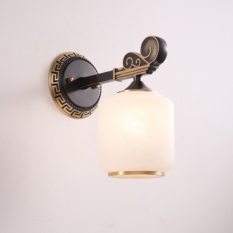 Downward new Chinese all-copper wall lamp Zen ideas Living room TV Background wall Aisle Decorative Lights Modern Wall Lamp