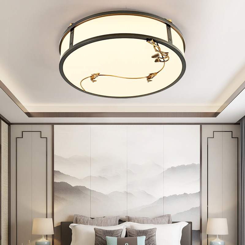 Zen Willi New Chinese Bedroom Lamp All Copper Creative Cozy Romantic Minima Modern Round Main Room Suction Dome Lamp