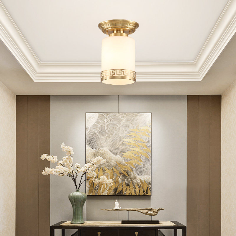 Full copper suction lamp New Chinese style walkway light corridor Xuanguan into the house lamp modern minimalist balcony floating window door hall lighting