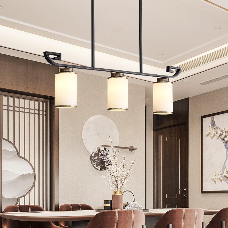 New Chinese All-copper Dining Hall Chandelia Three Heads Modern Minimalist China Wind Creativity Table Lamp Book House Light Tea Room Lamps