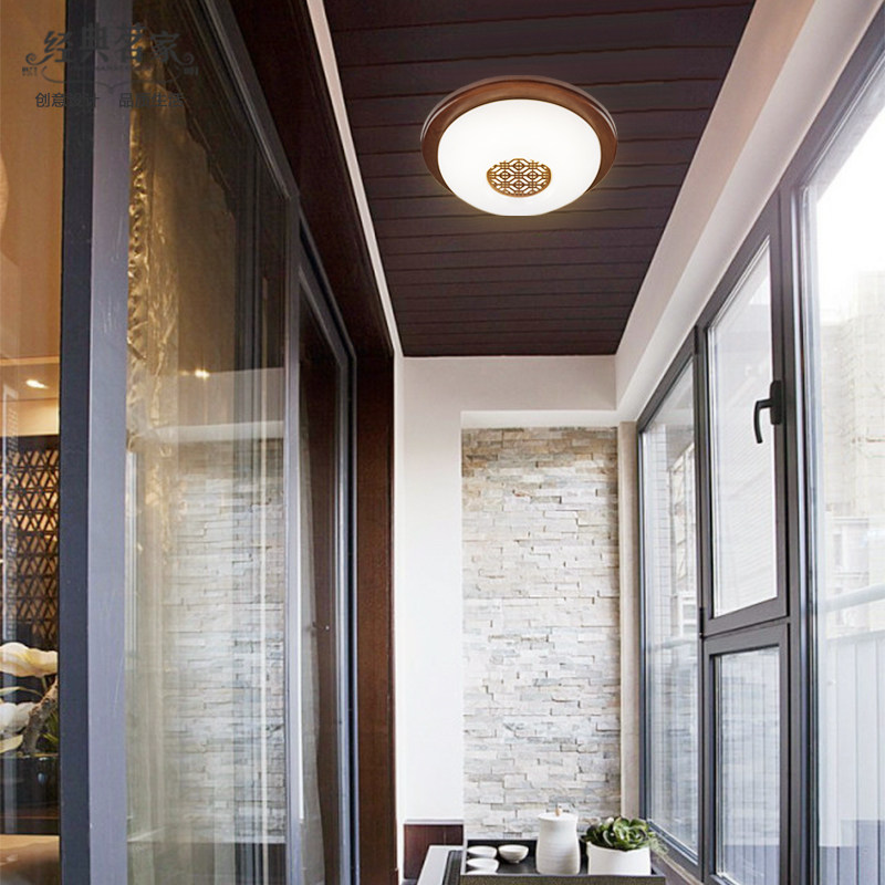 Led balcony lamp New Chinese solid wood suction ceiling lamp gangway GENGUAN CORRIDOR MODERN BRIEF CHINA WIND ROUND LAMP