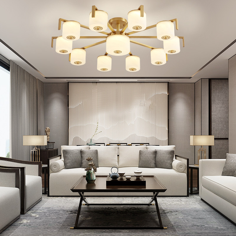 Total copper New Chinese suction ceiling lamp low-rise living room lamp modern minimalist China Wind Dining Hall Lamp Atmosphere Household Lamps