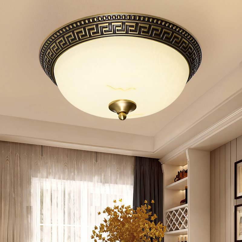 Full copper suction light New Chinese round bedroom light LED minimalist modern creative room Book room lamp pure copper lamp