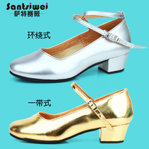 Children Girl Latin Dance Shoes Girl with Morden Silver Performance Soft Bottom Xinjiang Vic Golden Dance Shoes