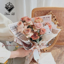 English retro hand account roll paper newspaper Korean flower wrapping paper material floral bouquet flower flower paper handmade material