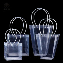 Hand-held flower packaging bag long handle bag transparent portable gift bag flower packaging material flower shop goods bag