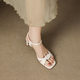 Simple retro thick heel women's sandals women's thick heel back strap open toe summer high heel mid heel 6.5cm sandals for women