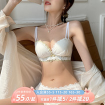 aa half-cup thickened small breasted flat breast without empty cup poly-woo lingerie girl wind collection auxiliary milk anti-sagging latex bra hood