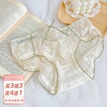 Buy 4 send 1 sexy apologees hot lace girl underwear French style flirting with low waist full cotton stall triangular thin shorts