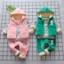 Quần áo trẻ em cho bé trai và bé gái mùa đông 2018 mới cho bé bộ đồ cotton cho bé cộng với áo len nhung dày ba bộ thủy triều