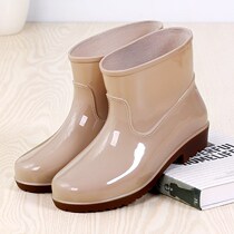 Rain shoes womens low tube rain boots mens waterproof short tube plus velvet water shoes mens and womens fashion rain shoes work shoes