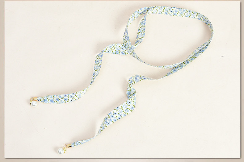 百搭女织带细腰带 窄款小碎花腰链配裙子打结长腰绳 珍珠装饰腰带详情8