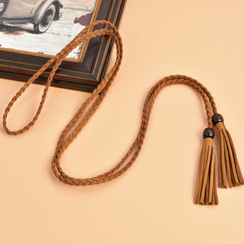 Versatile braided single loop tassel belt for women