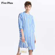 Năm Plus2018 mới mùa hè ăn mặc bất thường ăn mặc ngắn tay lỏng lẻo sọc áo váy