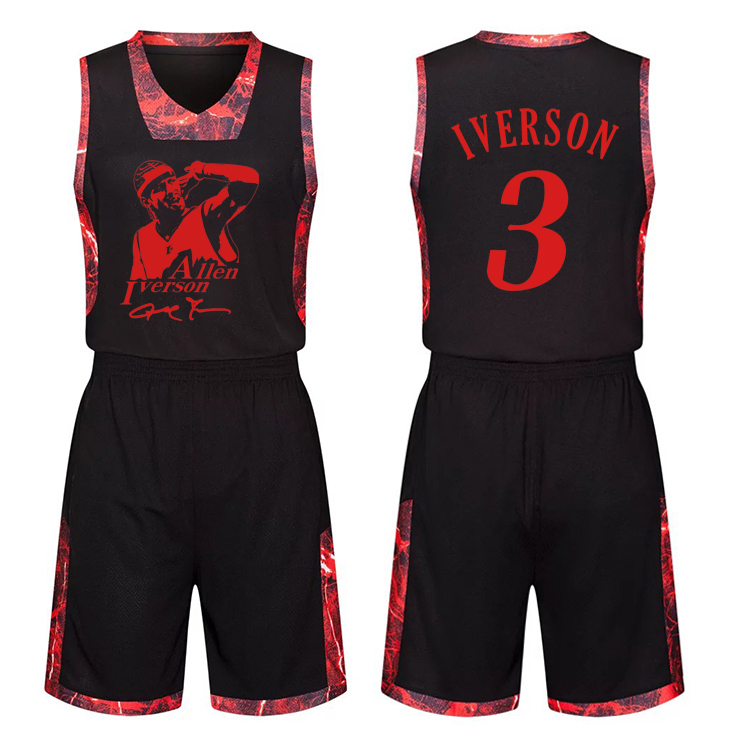 Mới thứ 3 Iverson jersey DIY đồng phục bóng rổ tùy chỉnh thanh niên nam và nữ đồng phục bóng rổ thể thao bộ gió the thao nam nike