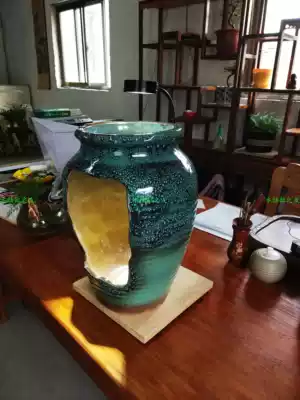 Landscaping pottery pot water and land tank fish tank micro landscape Moss tank landscape Moss tank landscape tutorial Zhaocai flowing water home feng shui decoration