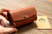 Monkey handmade leather small things(text to play walnut cowhide cover)Brown vegetable tanned leather custom lettering