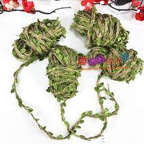Vintage forest simulation leaves hemp rope pigtail leaves woven hemp rope Handmade DIY rope 2 strands of hemp rope