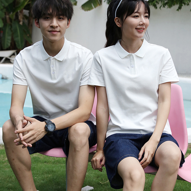 Couple Outfits for Marriage Registration Photos, New Summer Style Pure Cotton Short-Sleeved T-Shirts, Polo Shirts, Shirts, Clothes for Men and Women