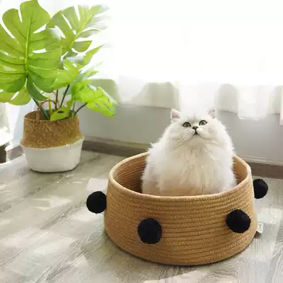 Pure cotton thread woven cat nest four seasons universal net red cat bed cat bed Cat House Villa small dog kennel pet supplies