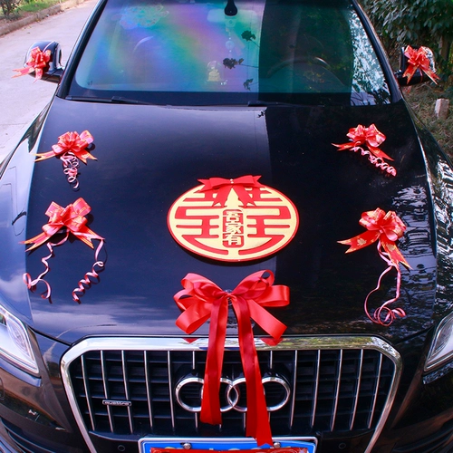Украшение свадебного автомобиля в китайском стиле, цветы на борт автомобиля, макет украшения плавающего поплавка со счастливым словом в китайском стиле, макет парка цветов для свадебных автомобилей