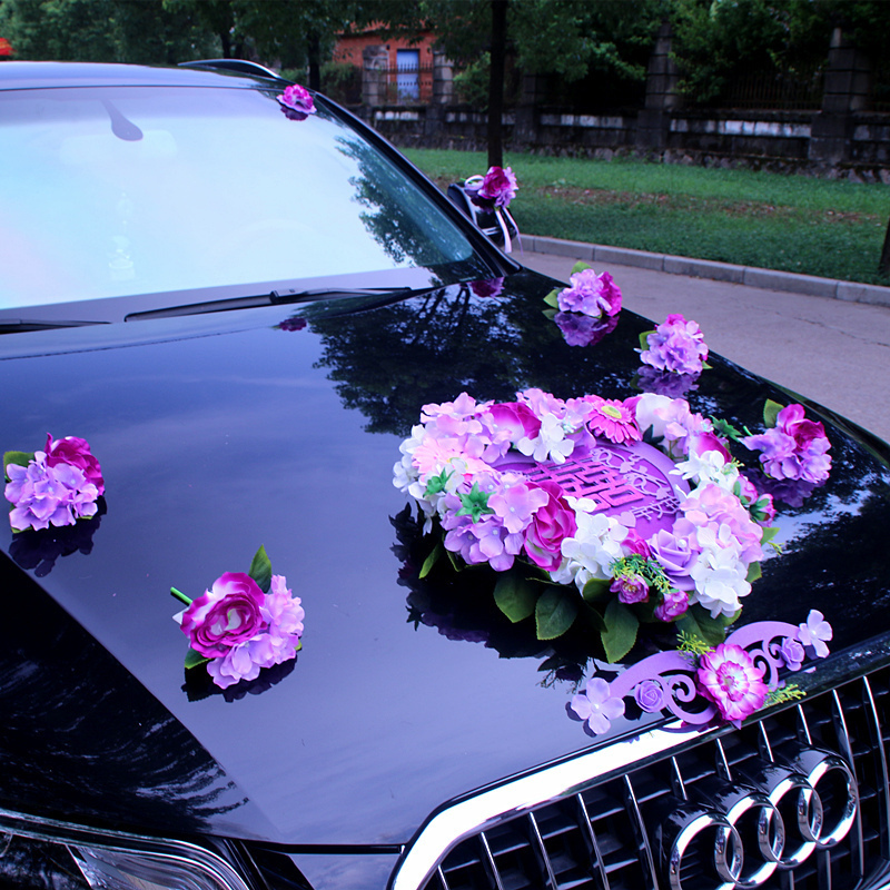 Startups Emulation Flowers Wedding Gift Wedding Ceremony Car Decoration Wedding Flowers Decoration Main Side Wedding Gifts Wedding Car decoration Wedding Car Decorated with flower knot wedding car