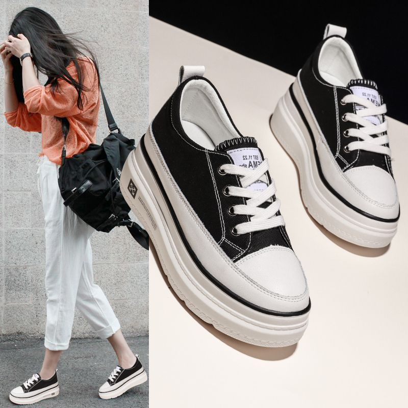 Temperament ~ Bring your own filter glasses Little white shoes Woman Pine Pastry Heightening 2022 Spring Casual Heightening Sails Shoes Cloth Shoes