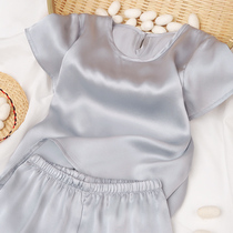 Summer baby silk suit children thin mulberry silk home clothing short sleeve shorts pajamas infant air conditioning clothing
