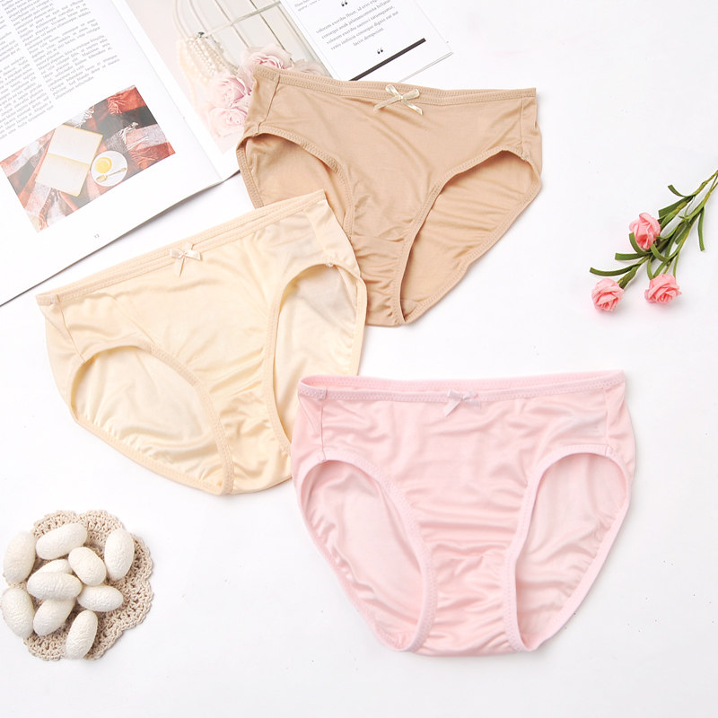 Girls silk knitted panties baby mulberry silk briefs kids girls solid color shorts head children's shorts