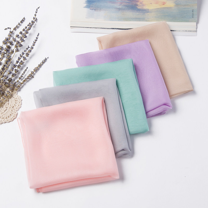 Baby solid color thin silk small square scarf children mulberry silk windproof scarf boys and girls gauze baby scarf