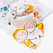 Boy autumn and winter silk small square scarf baby child mulberry silk scarf baby cartoon triangle towel hundred small silk scarf