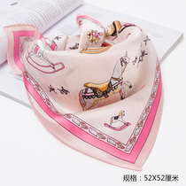 Childrens silk crepe satin scarf Spring and Autumn Winter thin girl Trojan small square scarf boy baby baby silk scarf