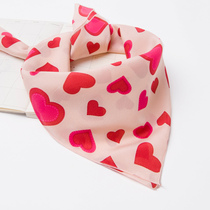 Childrens silk small square scarf baby baby scarf Spring and Autumn Winter Korean girl Red love small silk scarf Thin Thin