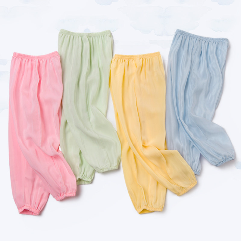 Children's silk bloomers summer mulberry silk ultra-thin boy baby loose mosquito pants girls casual pants