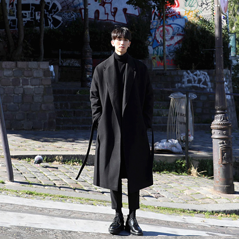 Mao, the man in the big clothes, the Korean version of the Korean version of the trend is handsome, the high sense of the autumn and winter of the knee, and the man's jacket male thickening-Taobao