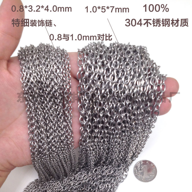1 0mm extra-fine round O-shaped chain 304 stainless steel billboard chain decorative hand-carved jewelry chain 1 meter price
