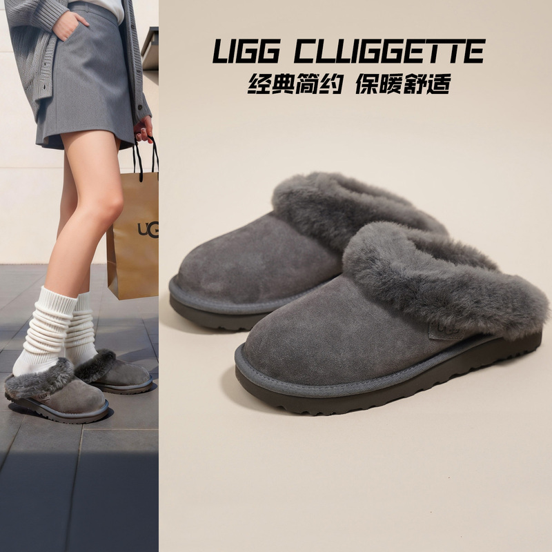 Ugg Genuine Cluggette Comfortable and Versatile Non-Slip Closed-Toe Slippers for Women, Gray 1115134-Chrc