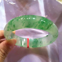Natural Burmese ice super water ice through floating flower Jade jade bracelet Yang green floating green jade bracelet womens model