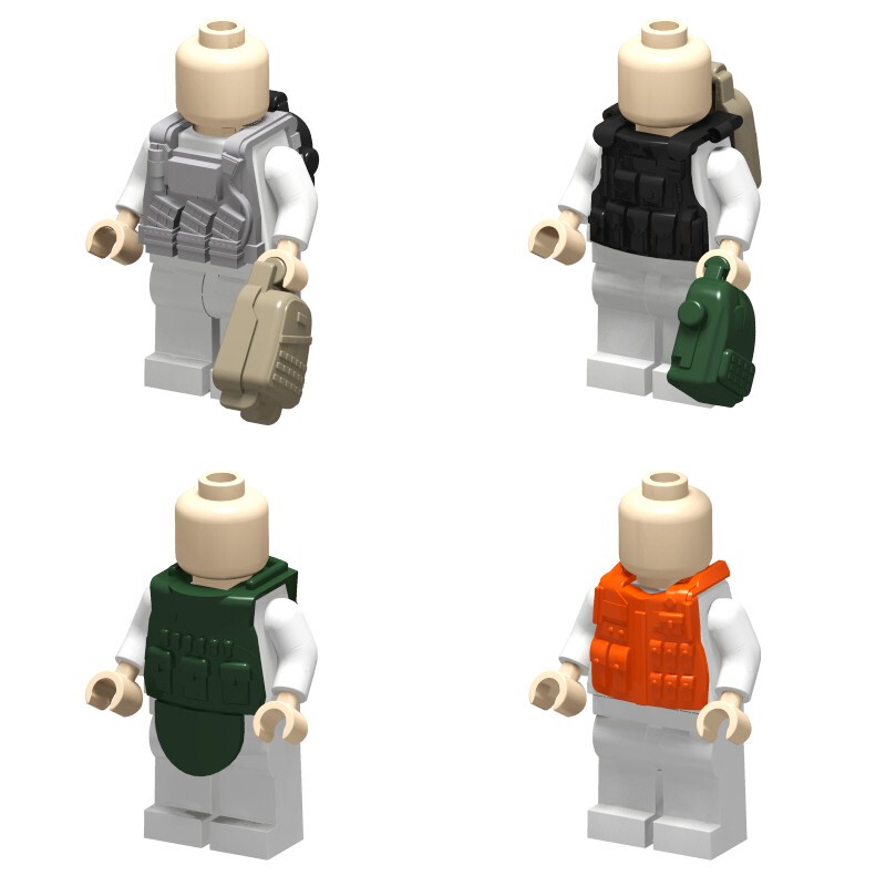 Domestic Small-Sized Building Block Military Figures Wear Handheld Accessories, Bulletproof Vests, Tactical Vests, Backpacks